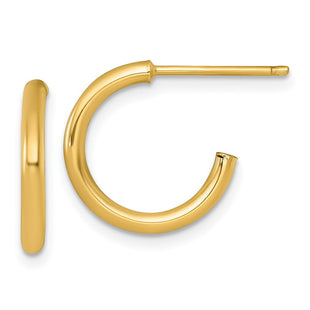 14k Polished 2.0 x Tube C-Hoop Post Earrings (Style TF2502)