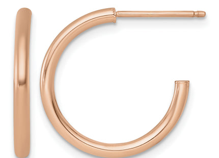 14k Rose Gold Polished 2.0 x Tube C-Hoop Post Earrings
