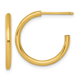 14k Polished 2.0 x Tube C-Hoop Post Earrings (Style TF2503)
