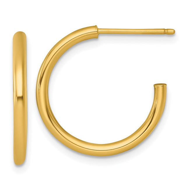 14k Polished 2.0 x Tube C-Hoop Post Earrings, 20 x 2mm