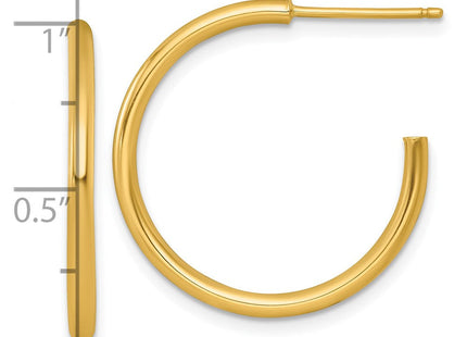 14k Polished 2.0 x Tube C-Hoop Post Earrings (Style TF2504)