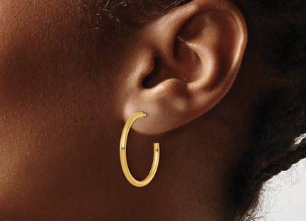 14k Polished 2.0 x Tube C-Hoop Post Earrings, 25 x 2mm