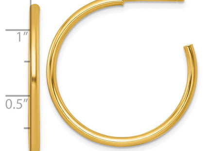 14k Polished 2.0 x Tube C-Hoop Post Earrings (Style TF2505)