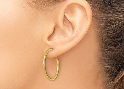 14k Polished 2.0 x Tube C-Hoop Post Earrings, 30 x 2mm