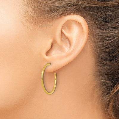 14K Polished 2.0 x Tube C-Hoop Post Earrings, 30 x 2mm