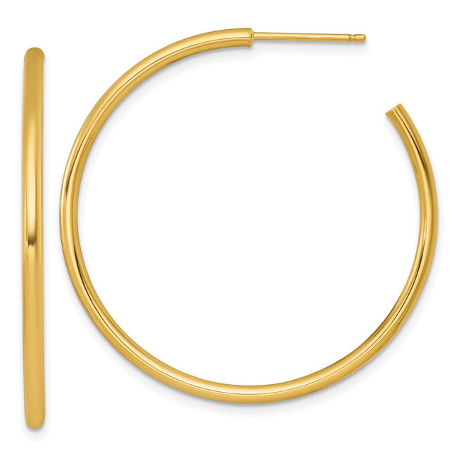 14k Polished 2.0 x Tube C-Hoop Post Earrings, 40 x 2mm