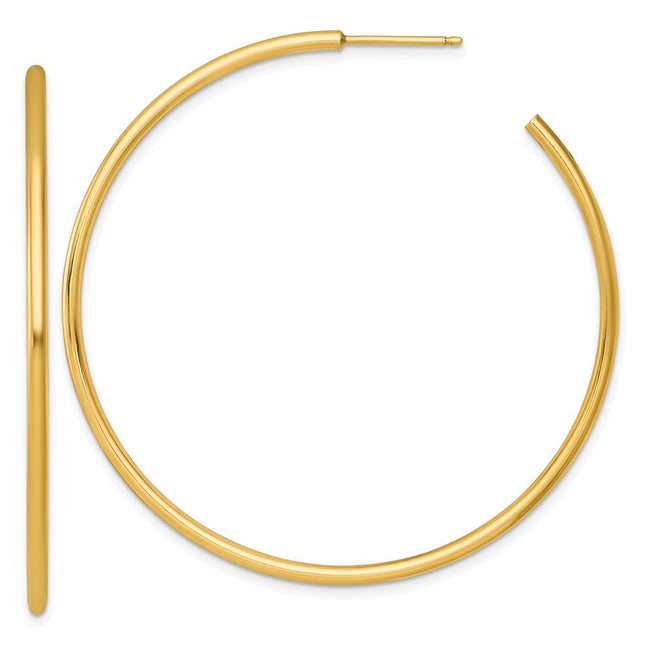 14k Polished 2.0 x Tube C-Hoop Post Earrings, 55 x 2mm