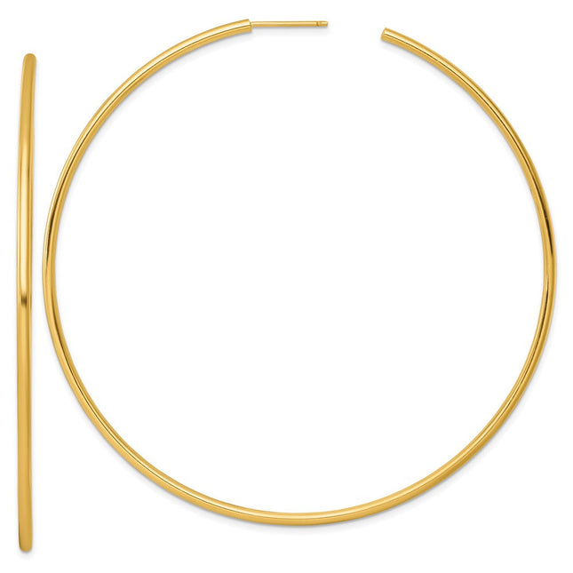 14k Polished 2.0 x Tube C-Hoop Post Earrings, 80 x 2mm