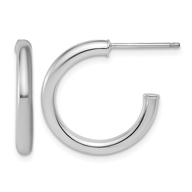14k White Gold Polished 2.5 x Tube C-Hoop Post Earrings, 20 x 2.5mm