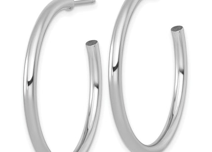 14k White Gold Polished 2.5 x Tube C-Hoop Post Earrings (Style TF2521W)