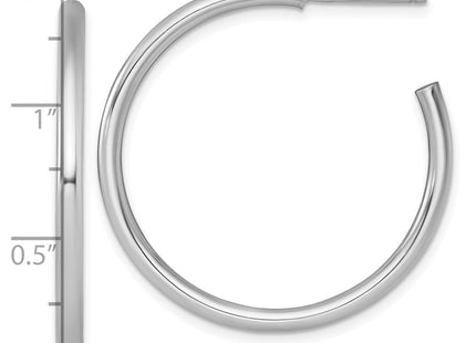 14k White Gold Polished 2.5 x Tube C-Hoop Post Earrings (Style TF2521W)