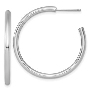 14k White Gold Polished 2.5 x Tube C-Hoop Post Earrings (Style TF2521W)