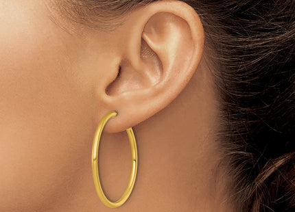 14k Polished 2.5 x Tube C-Hoop Post Earrings, 40 x 2.5mm