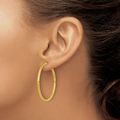 14K Polished 2.5 x Tube C-Hoop Post Earrings, 40 x 2.5mm