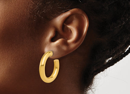 14k Polished 5.0 x Tube C-Hoop Post Earrings, 30 x 5mm