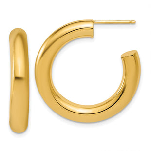 14k Polished 5.0 x Tube C-Hoop Post Earrings (Style TF2525)
