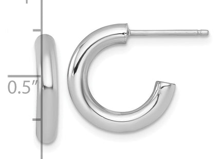 14k White Gold Polished 3.0 x Tube C-Hoop Post Earrings (Style TF2528W)