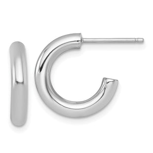 14k White Gold Polished 3.0 x Tube C-Hoop Post Earrings (Style TF2528W)