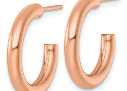 14k Rose Gold Polished 3.0 x Tube C-Hoop Post Earrings