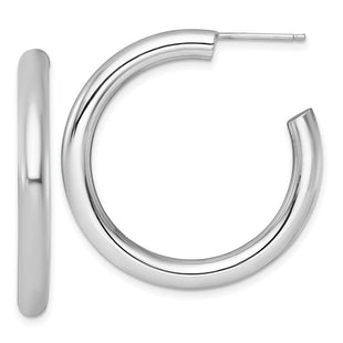 14k White Gold Polished 4.0 x Tube C-Hoop Post Earrings (Style TF2538W)
