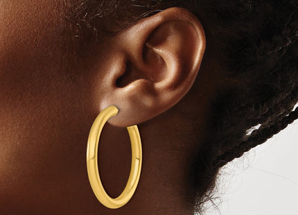 14K gold hoop earrings, further view