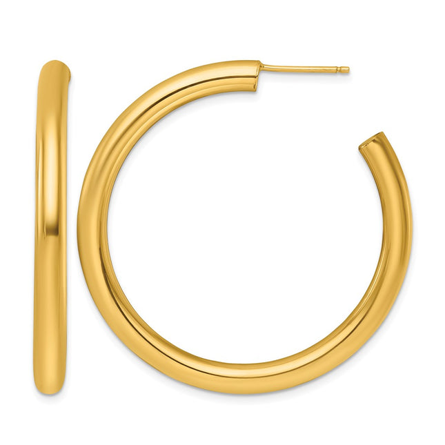 14k Polished 4.0 x Tube C-Hoop Post Earrings, 45 x 4mm