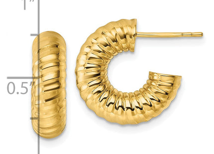 14K gold hoop earrings, another view