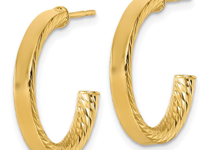 14k Polished and Diamond-cut 3.00 x Tube C-Hoop Post Earrings (Style TF2550)