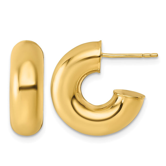 14k Polished 6.00 x Tube C-Hoop Post Earrings, 17.75 x 6mm