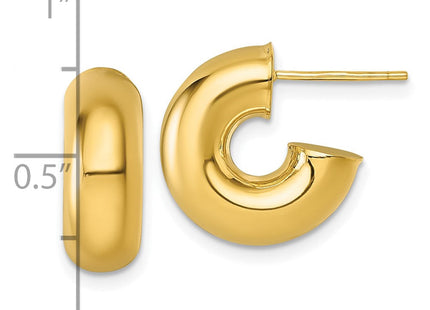 14k Polished 6.00 x Tube C-Hoop Post Earrings (Style TF2554)