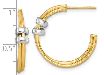 14k Two-tone Polished with Rings Double C-Hoop Post Earrings (Style TF2559)