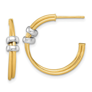 14k Two-tone Polished with Rings Double C-Hoop Post Earrings (Style TF2559)