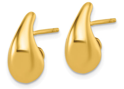 14k Polished 3D Curved Puffed Teardrop Post Earrings (Style TF2569)