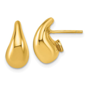 14k Polished 3D Curved Puffed Teardrop Post Earrings (Style TF2569)