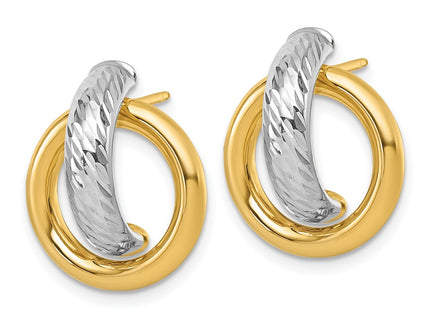 14k Yellow & Rhodium Earrings Style TF2573 - Classique Jewelry Inc.