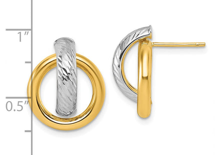 14k Yellow & Rhodium Earrings Style TF2573 - Classique Jewelry Inc.