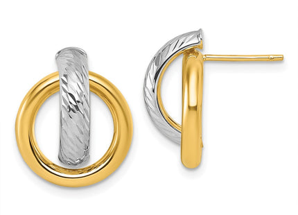 14k Yellow & Rhodium Earrings Style TF2573 - Classique Jewelry Inc.