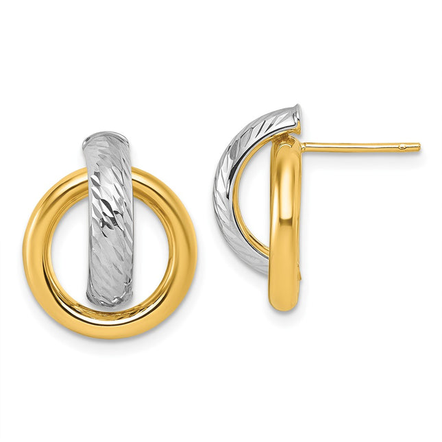 14k Yellow & Rhodium Earrings Style TF2573 - Classique Jewelry Inc.
