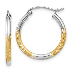 14k Yellow & Rhodium Earrings Style TF315 - Classique Jewelry Inc.