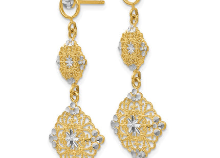 14k Yellow & Rhodium Earrings Style TF392 - Classique Jewelry Inc.