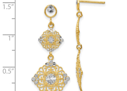 14k Yellow & Rhodium Earrings Style TF392 - Classique Jewelry Inc.