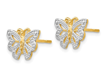 14k Yellow & Rhodium Earrings Style TF403 - Classique Jewelry Inc.