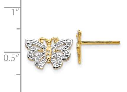 14k Yellow & Rhodium Earrings Style TF403 - Classique Jewelry Inc.