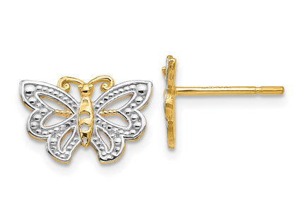 14k Yellow & Rhodium Earrings Style TF403 - Classique Jewelry Inc.