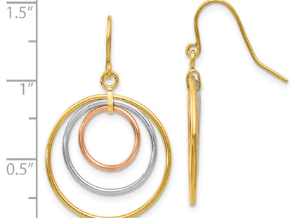 14k Tri-Color Earrings Style TF419 - Classique Jewelry Inc.