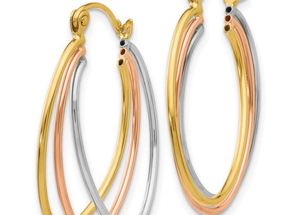 14k Tri-Color Earrings Style TF460 - Classique Jewelry Inc.