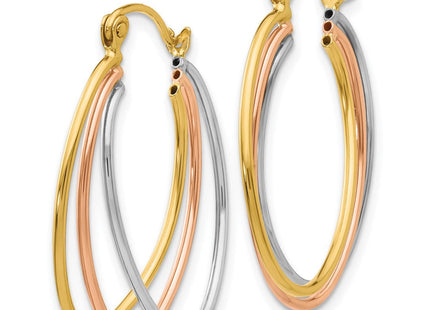 14K Tri Color Hoop Earrings (Style TF460)