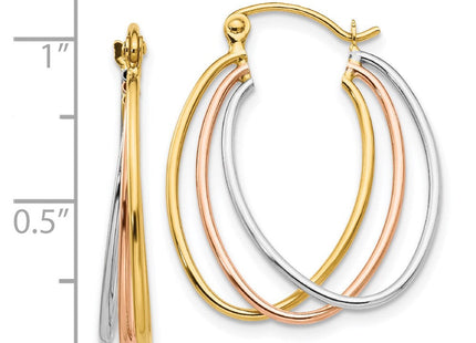 14K Tri Color Hoop Earrings (Style TF460)