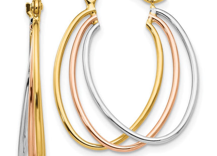 14k Tri-Color Earrings Style TF460 - Classique Jewelry Inc.