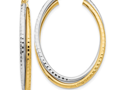 14k Two-tone Diamond-cut Polished Oval Hoop Earring (Style TF479)